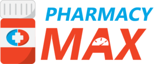 pharmacymax combined logo bottlewithicon medication vial with the words pharmacymax beside it